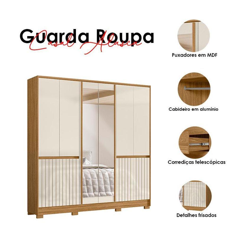 Guarda Roupa Casal Alasca 10 Portas Freijó Off White Com Espelho - Moval - 4