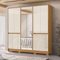 Guarda Roupa Casal Alasca 10 Portas Freijó Off White Com Espelho - Moval - 5