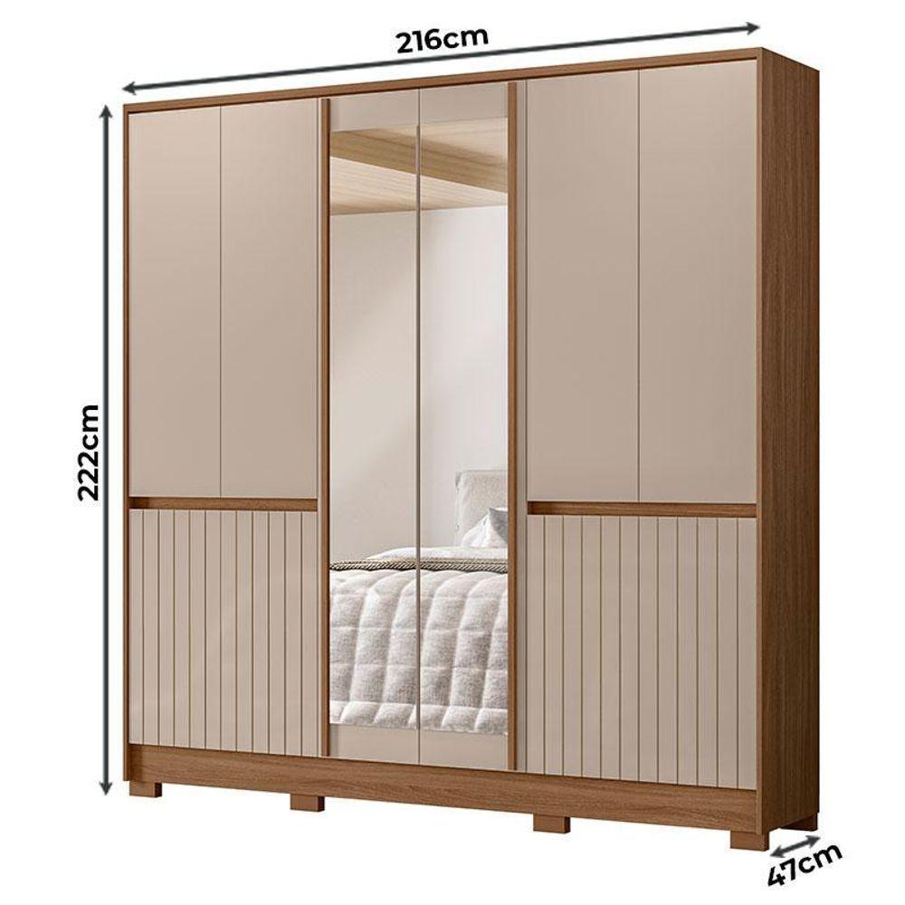 Guarda Roupa Casal Alasca 10 Portas Carvalho Fendi Com Espelho - Moval - 2