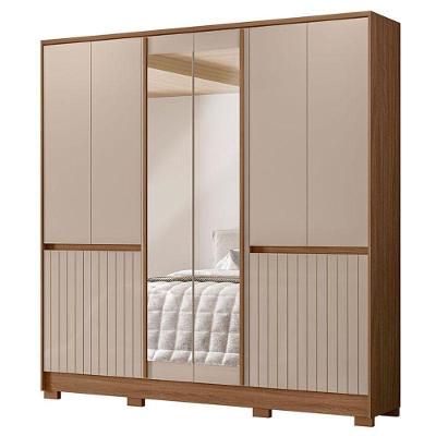 Guarda Roupa Casal Alasca 10 Portas 4 Gavetas Carvalho Fendi com Espelho