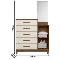 Cômoda Sapateiro Ambiente Lisboa Castanho Wood Off White Com Espelho - Moval - 2