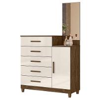 Cômoda Sapateiro Lisboa Castanho Wood Off White Com Espelho - Moval - 1