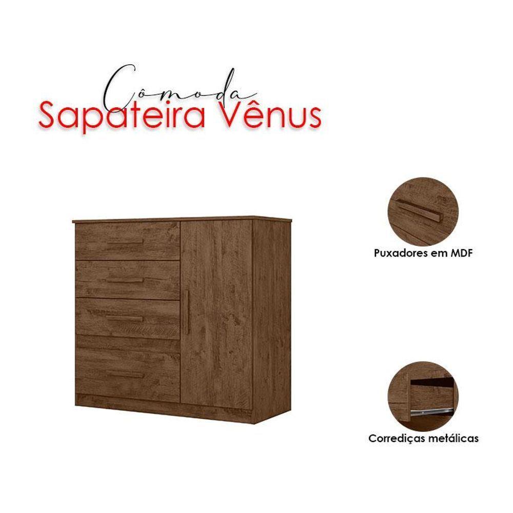 Cômoda Sapateira Vênus Castanho Wood Flex - Moval - 4