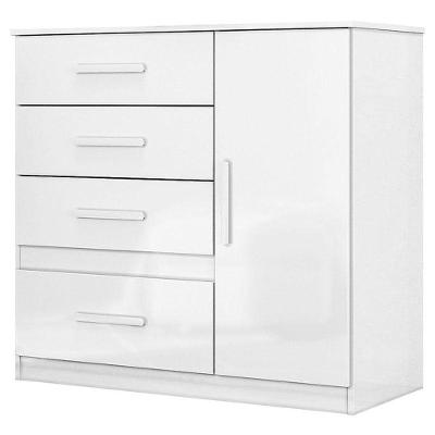 Cômoda Sapateira Infantil Vênus 4 Gavetas em MDF com Puxador em MDF Branco Brilhante