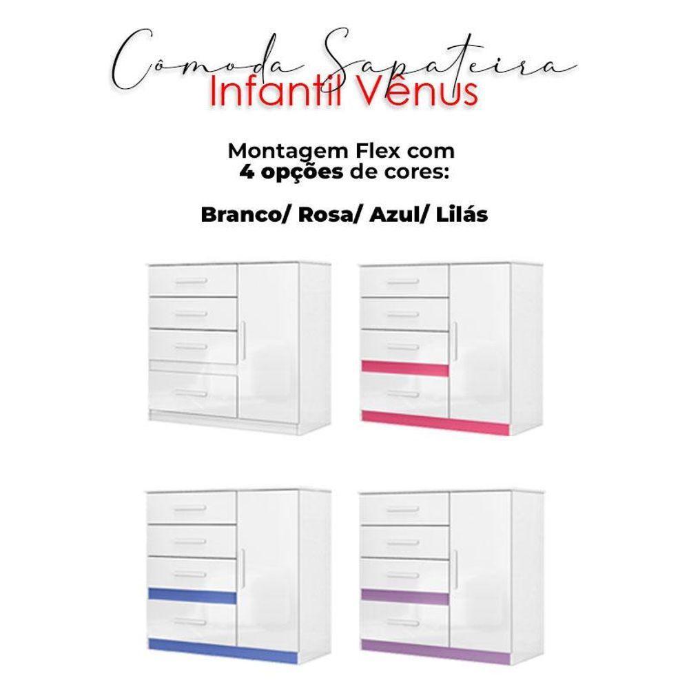 Cômoda Sapateira Infantil Ambiente Vênus Branco Flex - Moval - 8