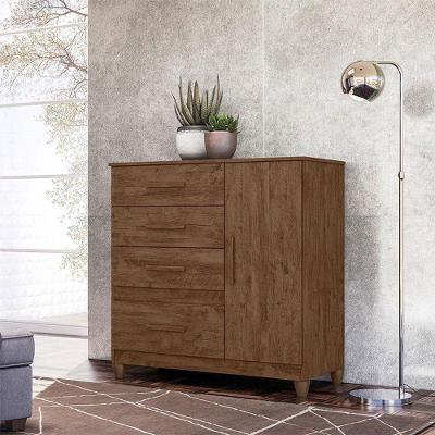 Cômoda Sapateira Vênus 4 Gavetas MDP Puxador MDF Amadeirado com Pés Texturizado