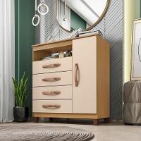 Cômoda Sapateira Cannes Com Armário Multiuso Versatile 2 Portas Com Chave Carvalho Americano Off White - Incorplac