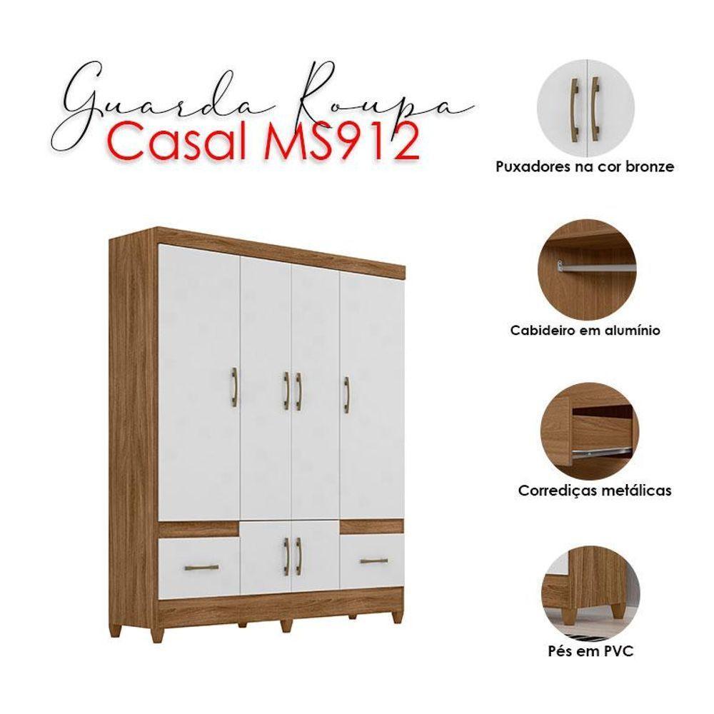 Guarda Roupa Casal Ambiente Ms912 6 Portas Naturale Branco - Moval - 4