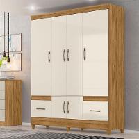 Guarda Roupa Casal Ambiente Ms912 6 Portas Freijó Off White - Moval - 1