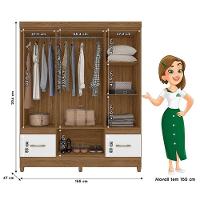 Guarda Roupa Casal Ambiente Ms912 6 Portas Naturale Branco Com Espelho - Moval - 2