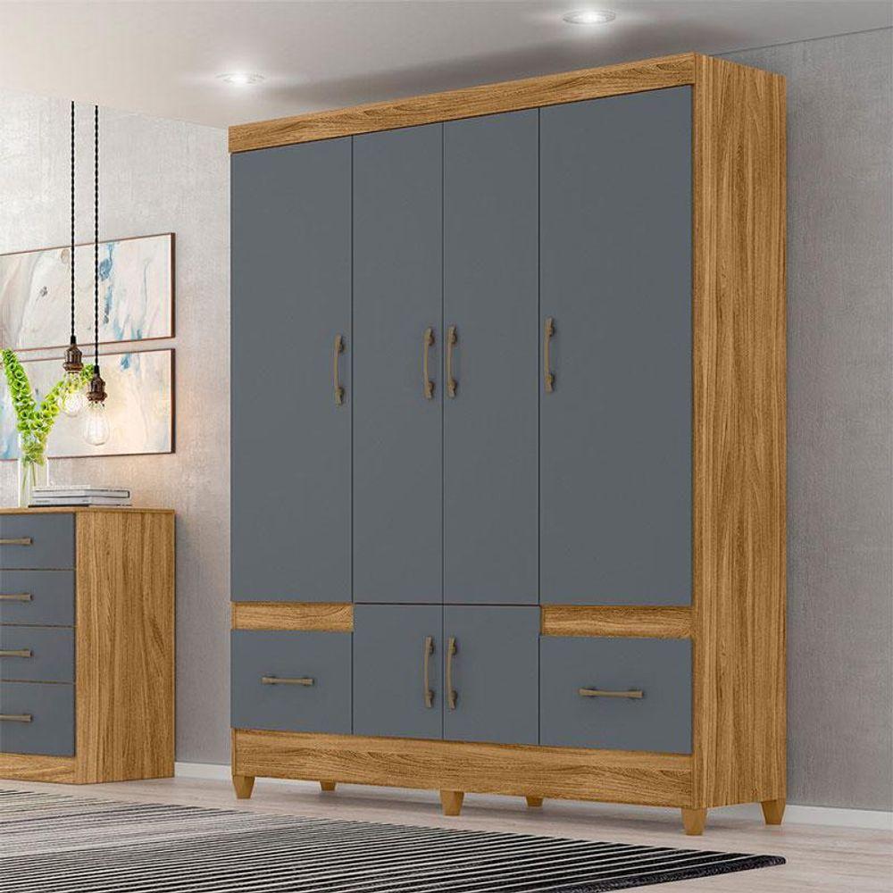 Guarda Roupa Casal Ambiente Ms912 6 Portas Freijó Cinza - Moval - 1