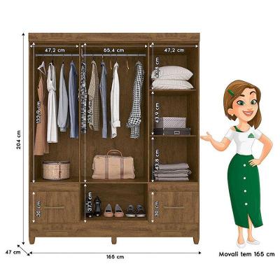 Guarda Roupa Casal Ambiente MS912 6 Portas 2 Gavetas Castanho Wood MDP