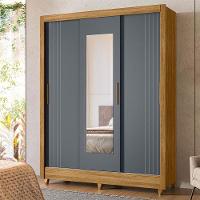 Guarda Roupa Casal Ambiente Bolívia 3 Portas Freijó Cinza Com Espelho - Moval - 1