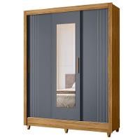 Guarda Roupa Casal Ambiente Bolívia 3 Portas Freijó Cinza Com Espelho - Moval - 5