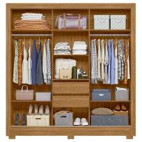 Guarda Roupa Casal Ambiente Bahamas 3 Portas Freijó Cinza Com Espelho - Moval - 3