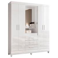 Guarda Roupa Casal Ambiente Capelinha Capri 4 Portas Branco Flex Com Espelho - Moval - 7