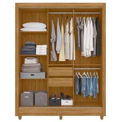 Guarda Roupa Casal Ambiente Bolívia 3 Portas de Correr 2 Gavetas Freijó Off White