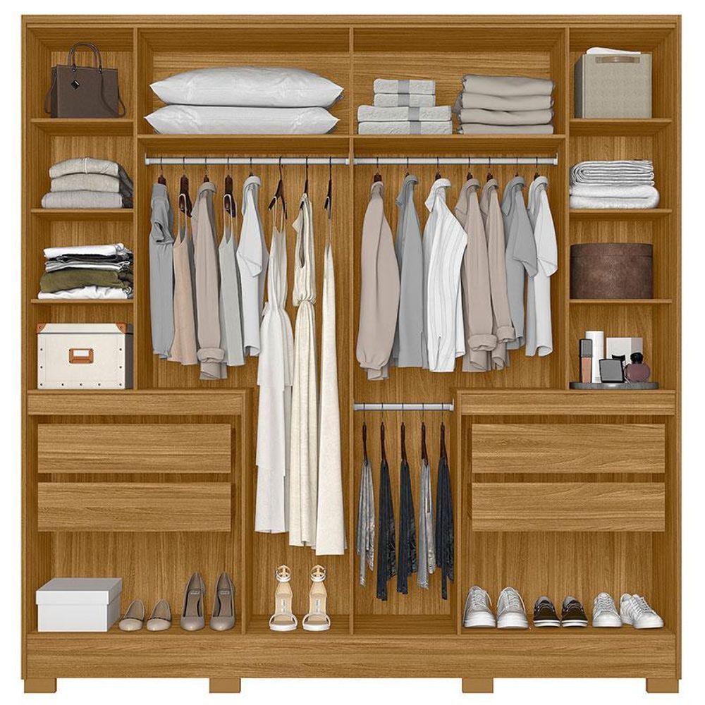 Guarda Roupa Casal Ambiente Alasca 10 Portas Freijó Off White Com Espelho - Moval - 3