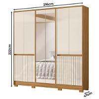 Guarda Roupa Casal Ambiente Alasca 10 Portas Freijó Off White Com Espelho - Moval - 2