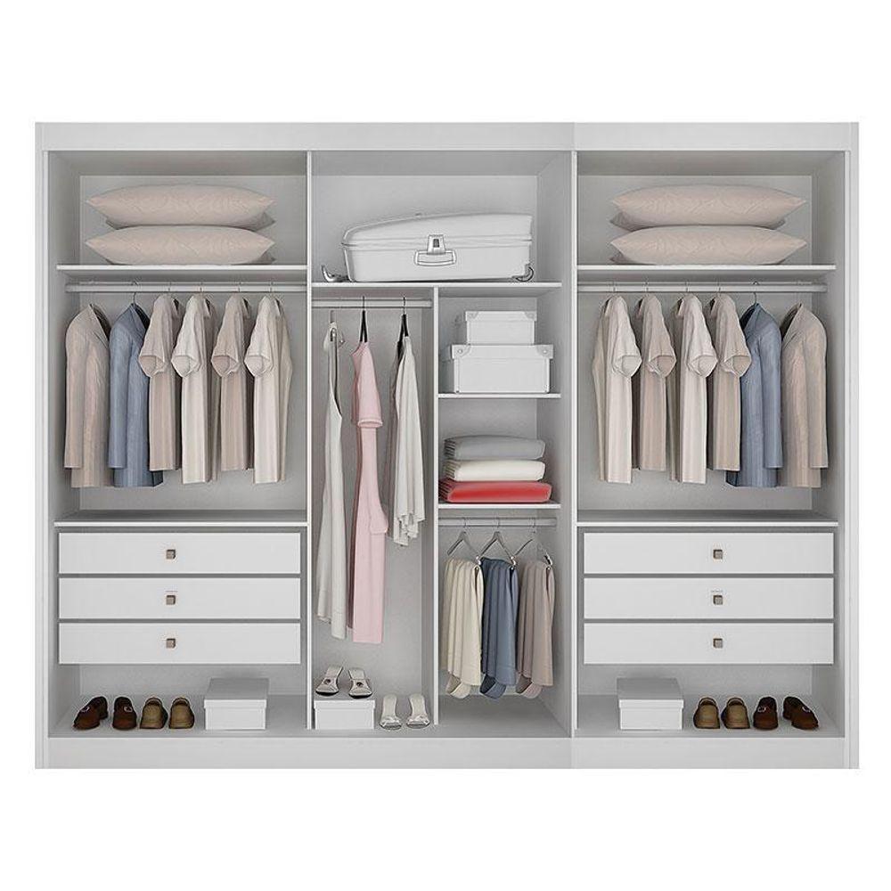 Guarda Roupa 6 Portas Diamante Gold Com Espelho Branco - Leifer Móveis - 2