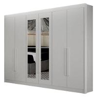 Guarda Roupa 6 Portas Diamante Gold Com Espelho Branco - Leifer Móveis - 1