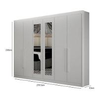 Guarda Roupa 6 Portas Diamante Gold Com Espelho Branco - Leifer Móveis - 3