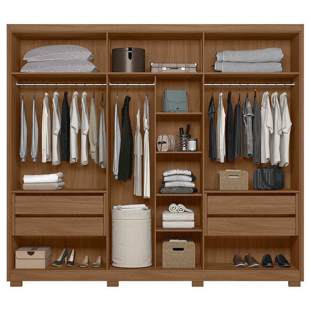 Guarda Roupa Casal Ambiente Araguaia 6 Portas Carvalho Fendi Com Espelho - Moval - 3