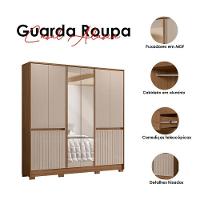 Guarda Roupa Casal Ambiente Alasca 10 Portas Carvalho Fendi Com Espelho - Moval