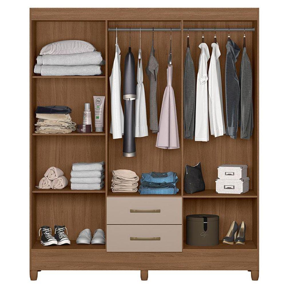 Guarda Roupa Casal Ambiente Panamá 6 Portas Carvalho Fendi - Moval - 3