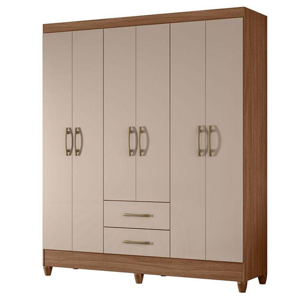 Guarda Roupa Casal Ambiente Panamá 6 Portas Carvalho Fendi - Moval - 5