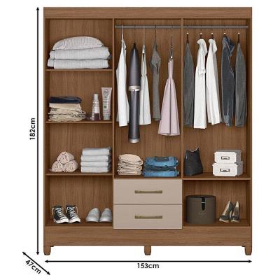 Guarda Roupa Casal Ambiente Panamá 6 Portas 2 Gavetas Carvalho Fendi MDP