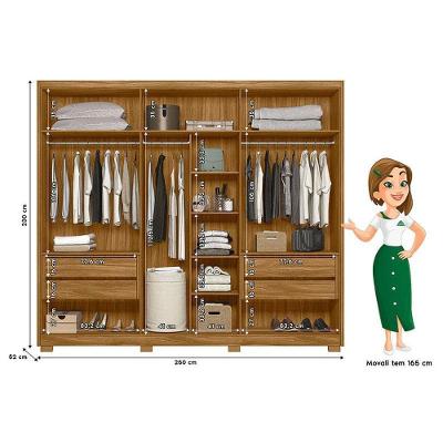 Guarda Roupa Casal e Cômoda Araguaia Lisboa 7 Portas 9 Gavetas MDP Freijó Off White