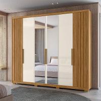 Guarda Roupa Casal Araguaia E Cômoda Lisboa Freijó Off White Com Espelho - Moval - 9