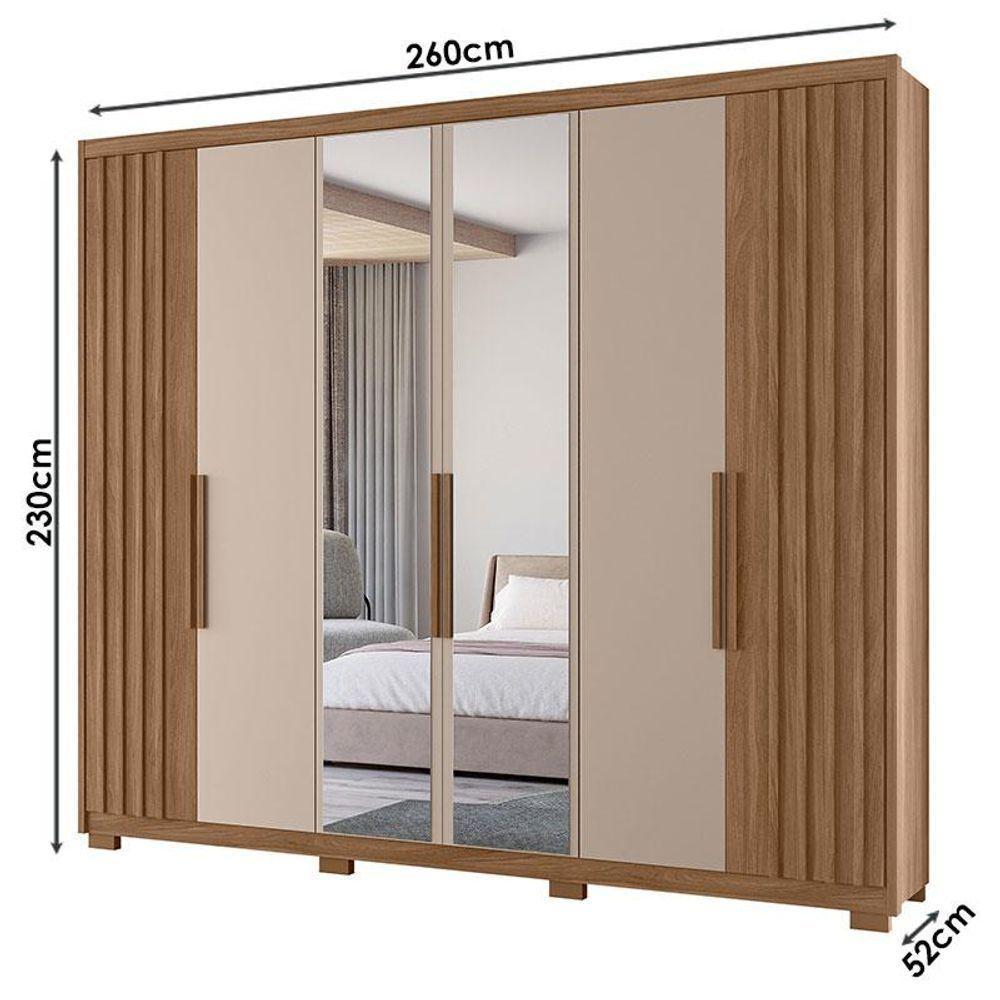Guarda Roupa Casal Araguaia 6 Portas Carvalho Fendi Com Espelho - Moval - 2