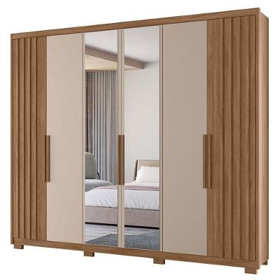 Guarda Roupa Casal Araguaia 6 Portas de Bater 4 Gavetas Carvalho Fendi MDP