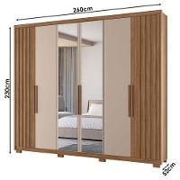 Guarda Roupa Casal Araguaia 6 Portas Carvalho Fendi Com Espelho - Moval - 2