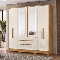 Guarda Roupa Casal Ambiente San Francisco 6 Portas Freijó Off White Com Espelho - Moval - 1