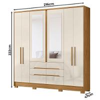 Guarda Roupa Casal Ambiente San Francisco 6 Portas Freijó Off White Com Espelho - Moval - 2