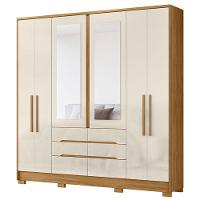 Guarda Roupa Casal Ambiente San Francisco 6 Portas Freijó Off White Com Espelho - Moval - 5