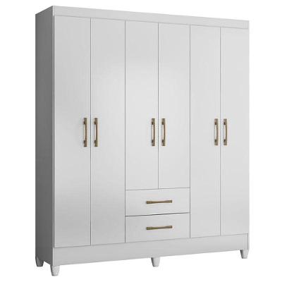 Guarda Roupa Casal Ambiente Panamá 6 Portas 2 Gavetas Branco Brilho MDP Moval Móveis