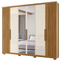 Guarda Roupa Casal Araguaia 6 Portas Freijó Off White Com Espelho - Moval - 1