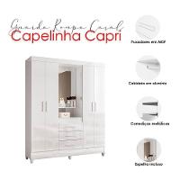 Guarda Roupa Casal Capelinha Capri 4 Portas Branco Flex Com Espelho - Moval