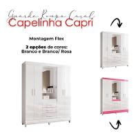 Guarda Roupa Casal Capelinha Capri 4 Portas Branco Flex Com Espelho - Moval - 5