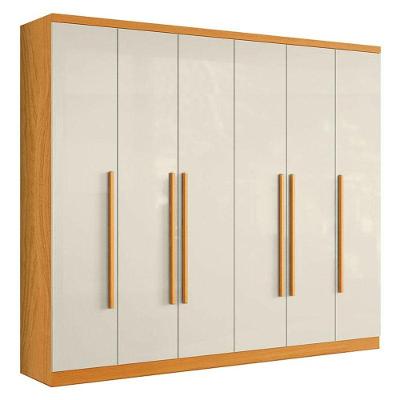 Guarda Roupa Casal Canadá 6 Portas 8 Gavetas Cinamomo Off White MDF