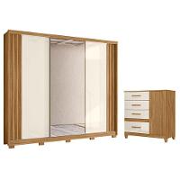 Guarda Roupa Casal Arizona E Cômoda Vênus Freijó Off White Com Pés - Moval - 1