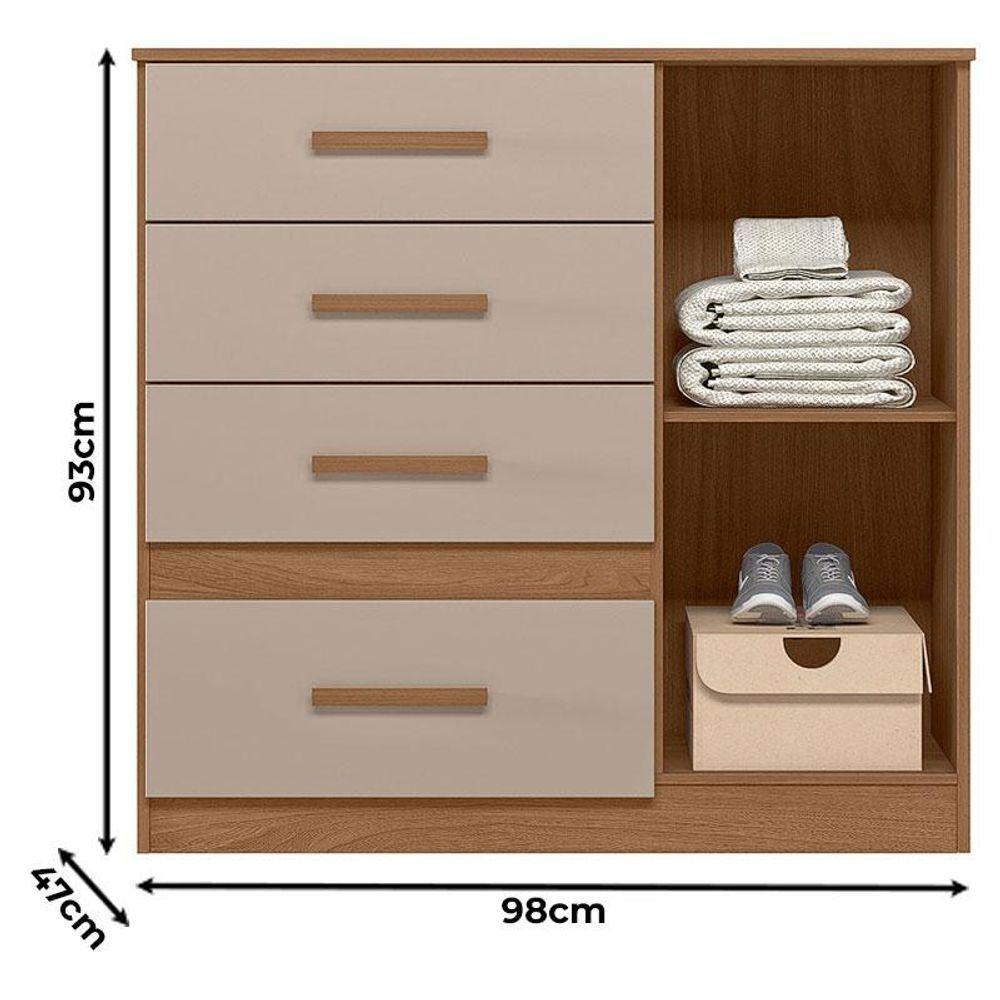 Guarda Roupa Casal Araguaia E Cômoda Vênus Carvalho Fendi Com Espelho - Moval - 3