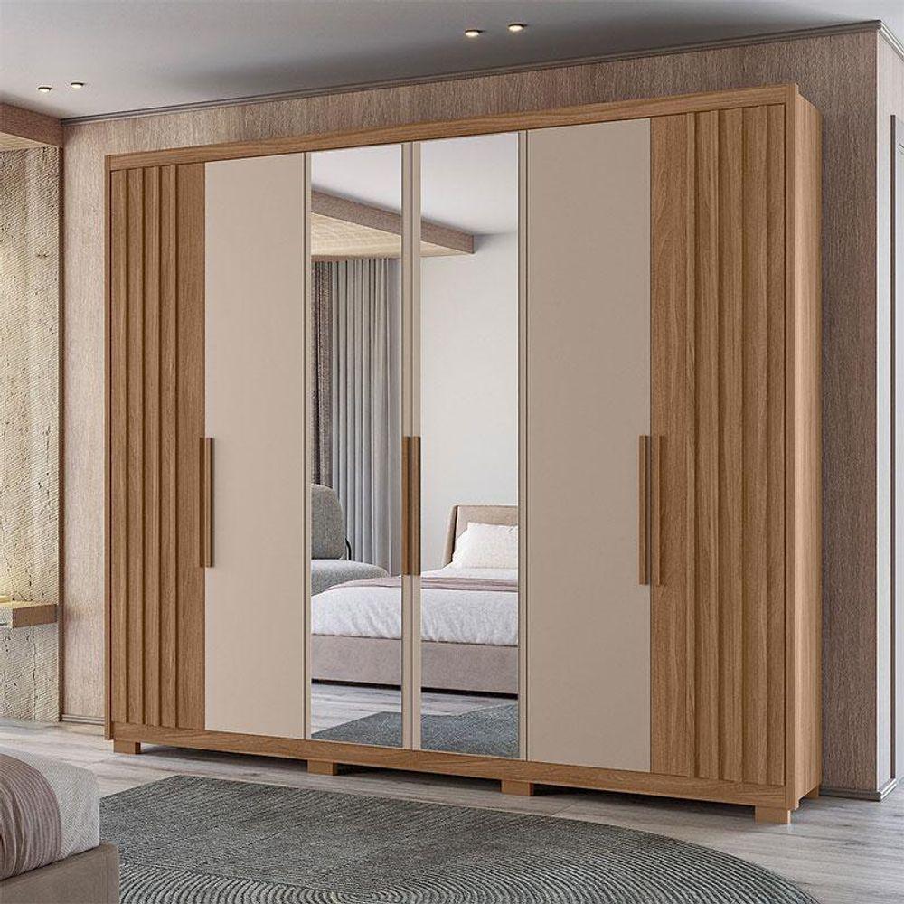 Guarda Roupa Casal Araguaia E Cômoda Vênus Carvalho Fendi Com Espelho - Moval - 9