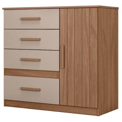 Guarda Roupa Casal e Cômoda Araguaia Vênus 7 Portas 8 Gavetas MDP Carvalho Fendi