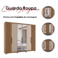 Guarda Roupa Casal Araguaia E Cômoda Vênus Carvalho Fendi Com Espelho - Moval - 8