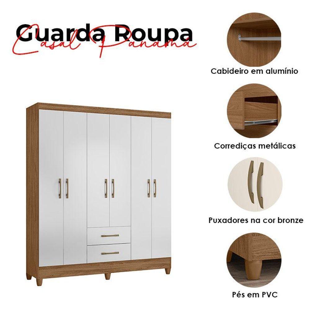 Guarda Roupa Casal Ambiente Panamá 6 Portas Naturale Branco - Moval - 4